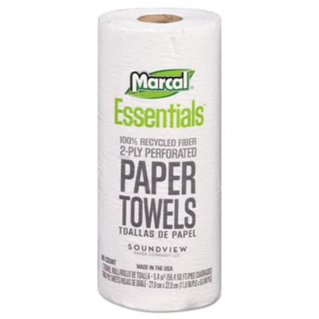 Marcal Perforated Kitchen Towels, White, 2-Ply, 9"x11", 85 Sheets/Roll, 30 Rolls/Carton -MRC06350