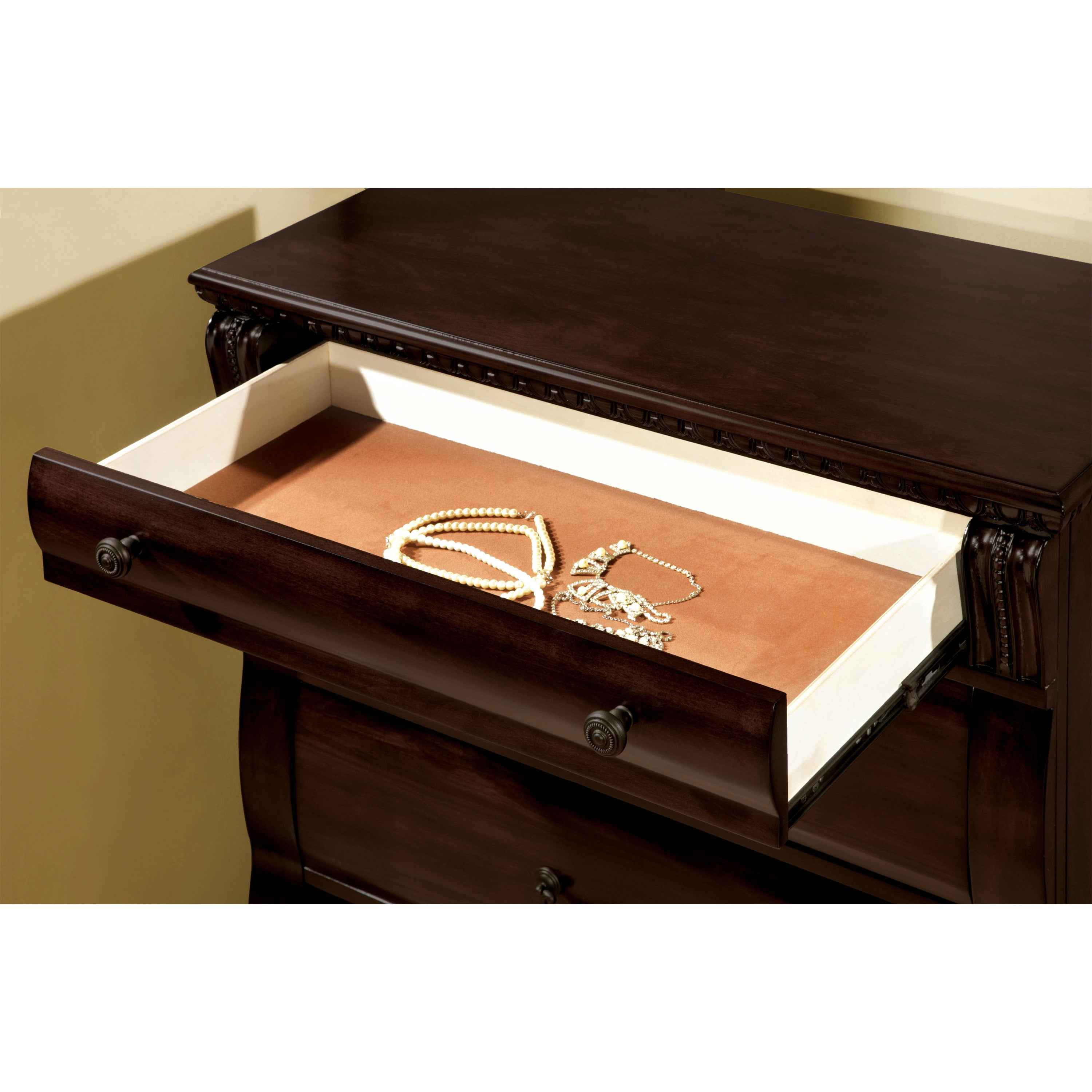 Furniture of America Nielene Transitional 5-Drawer Chest, Cherry