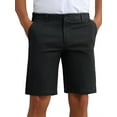 thumbnail image 1 of INSPIRAR CHIC Pantalones cortos formales de hombre con botón clásico de color sólido y cremallera para el Día del Padre 28 Negro, 1 of 6
