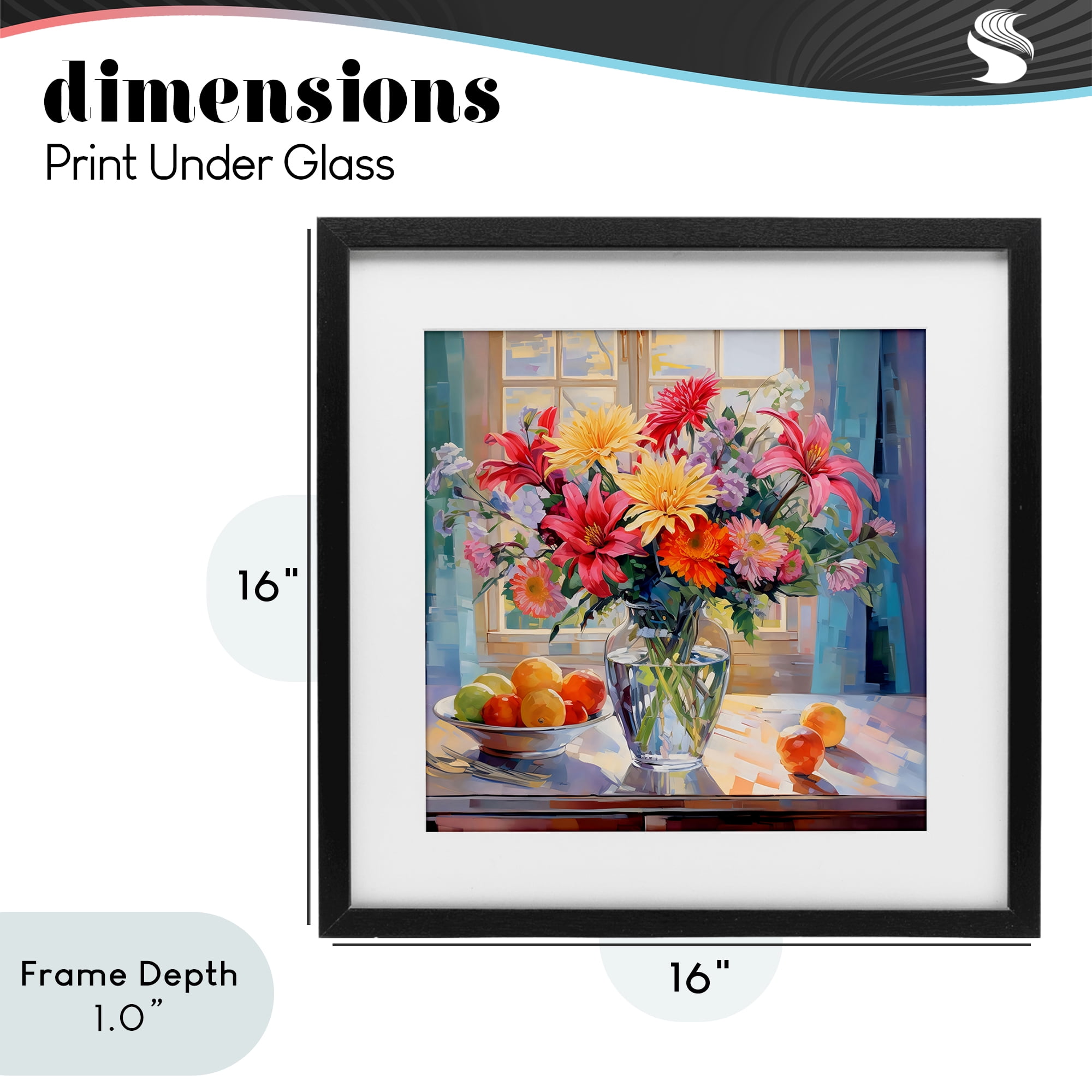 Stupell Industries Summer Flowers & Fruit Black Framed Print Under Glass, design by Creative Studio