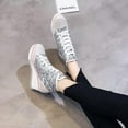 thumbnail image 6 of Women's High-Top Canvas Sneakers | Wedge Heel with Lace-Up Design | Fashion Casual Walking Shoes, 6 of 13