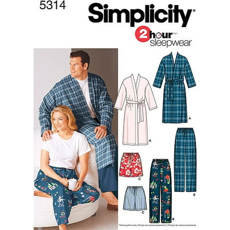 Simplicity Pattern Men's/Women Pajamas, (XL, XXL, XXXL) - Walmart.com