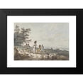 thumbnail image 2 of Julius Caesar Ibbetson 18x13 Black Modern Framed Museum Art Print Titled - View of London with St. Paul's in the Distance; Woman and Children with a Baby Carriage (1787), 2 of 5