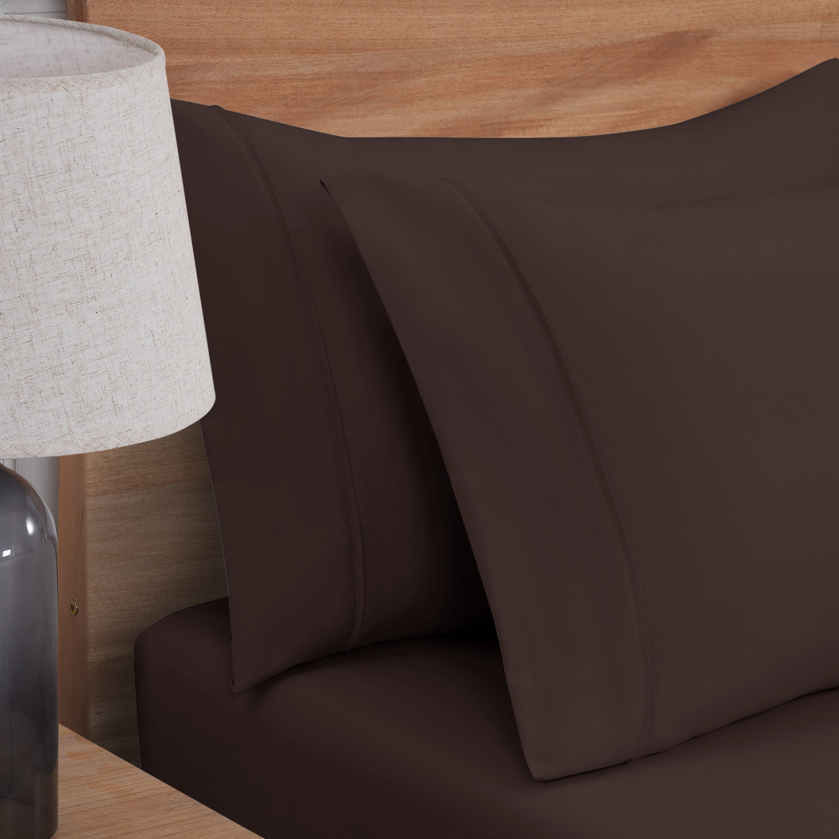 Mainstays Super Soft Brushed Microfiber Pillowcase Set, Caffeine Brown, King, 2 Piece
