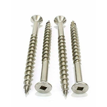 

#10 x 3 Stainless Steel Deck Screw Internal Square Drive Flat Head with 4 Nibs Underhead (Quantity: 1200) Type 17 Wood Cutting Point 2 of Thread Length #10 Screw Diameter 3 Screw Length