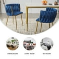 thumbnail image 4 of Tzicr Velvet Dining Chairs Set of 2, Modern Woven Upholstered Dining Chairs with Gold Metal Legs,Luxury Tufted Dining Chairs for Living Room, Bedroom, Kitchen (Blue), 4 of 6