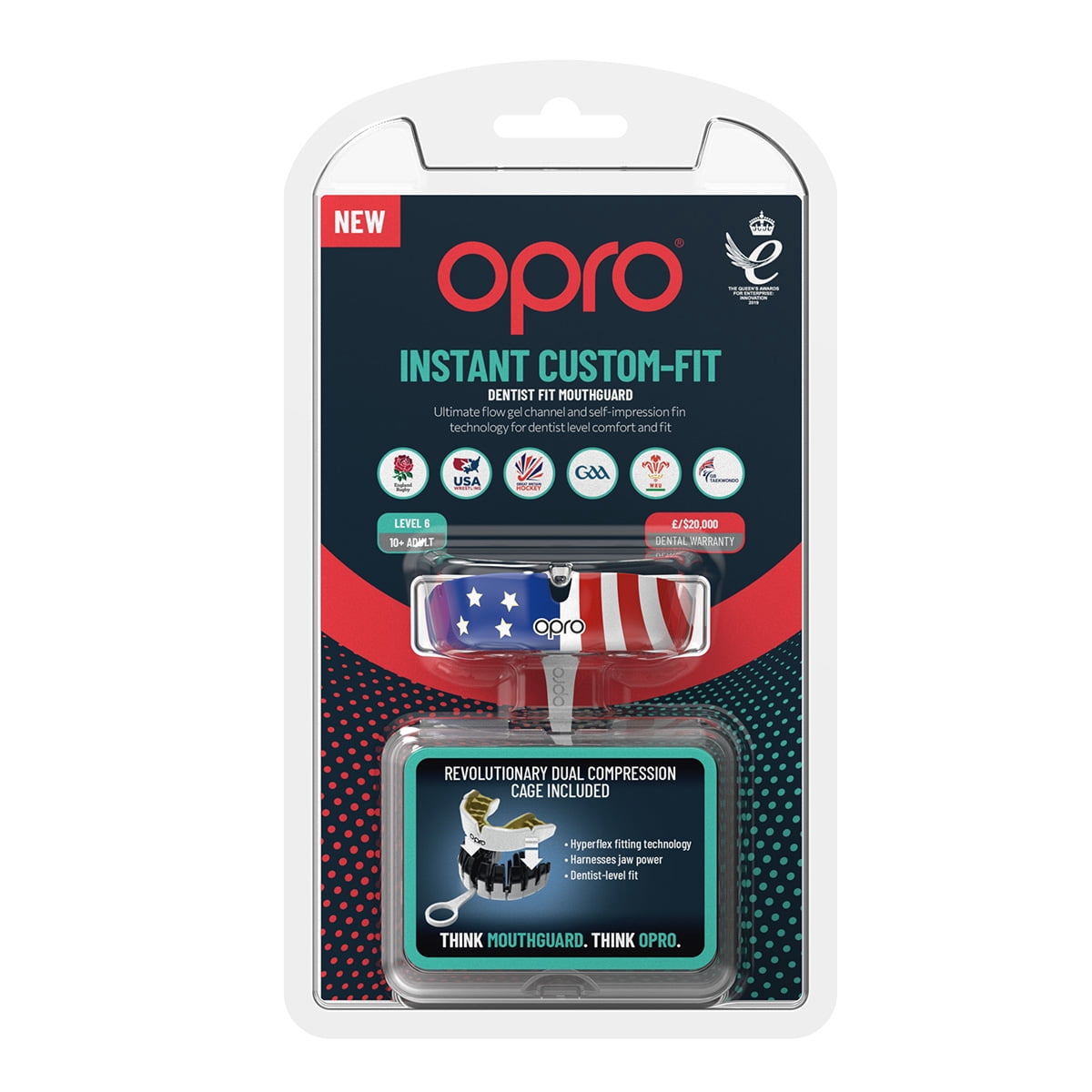OPRO Instant Custom-Fit Mouthguard - Mouth Guard For Boxing, MMA & Football (USA, Adult)