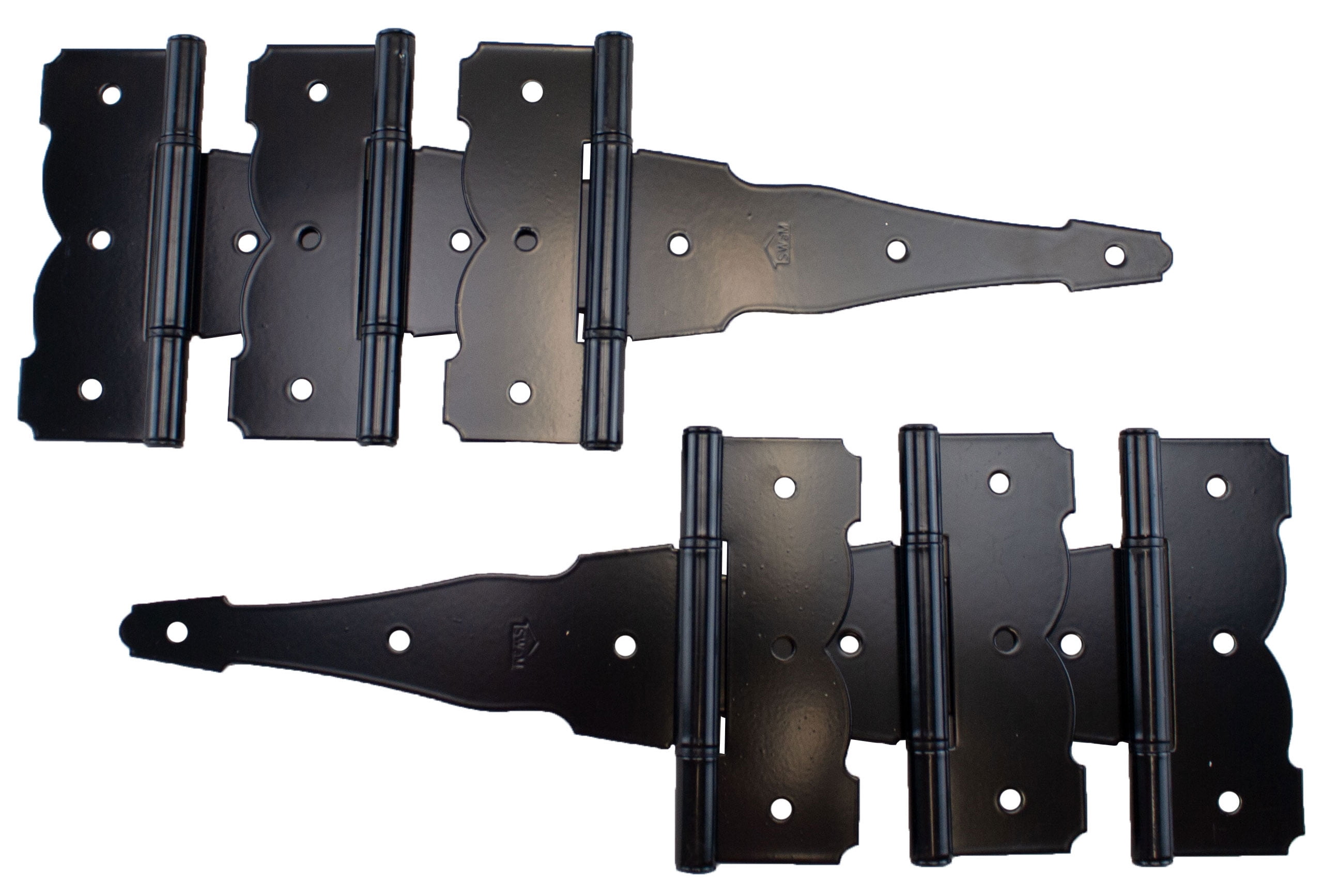 SING F LTD 6Pcs T-Strap Tee Shed Hinge Set 6 Inch Heavy Duty Gate Door Barn Wrought Hardware Rustproof Black