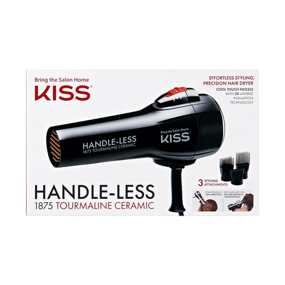 KISS Handle-Less Ceramic Tourmaline Hair Dryer, 1875 Watts, 3 Attachments
