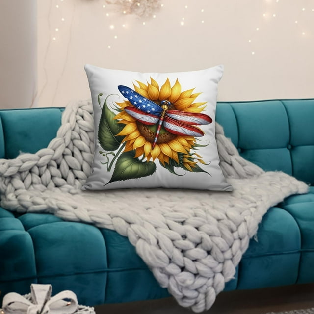 Sunflower Pillow Cover Without Core Independence Day Sofa Cushion Pillow Cover