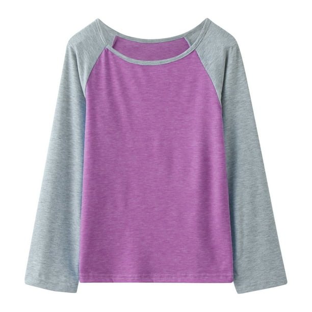 Gibobby Playera Termica Ligera Camisetas informales de manga larga con manga raglan para ninas pequenas Morado 12 13 Anos Walmart en linea