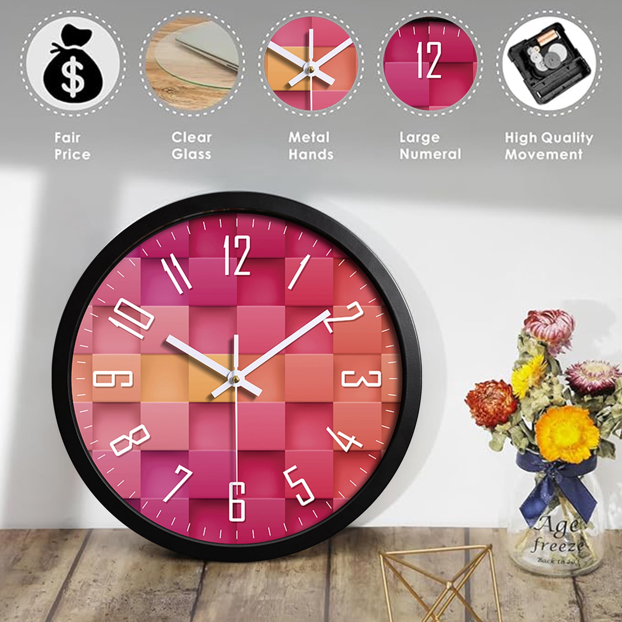CozySound Wall Clock Silent Non Ticking 12 Inch for Home/Kitchen/Office/Classroom/School Clocks