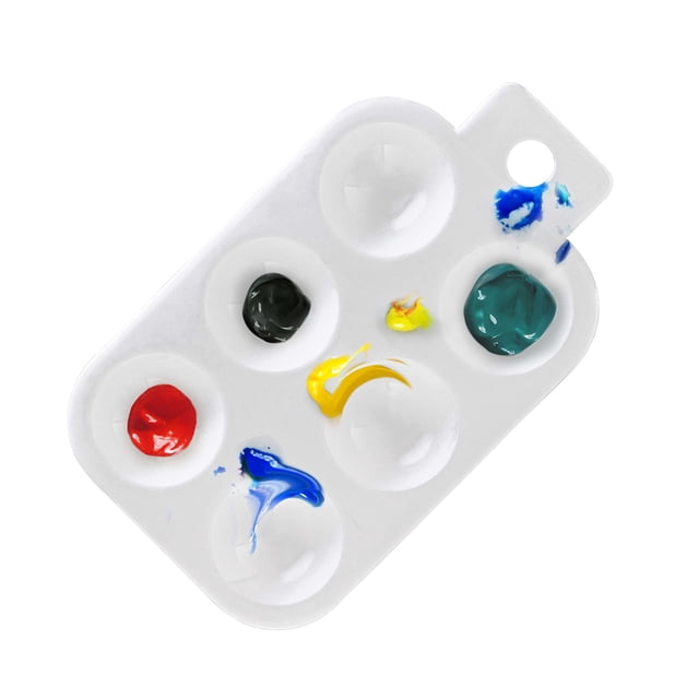 Paleta de pintura para artistas, rectangular, de plástico, 4 Uds., 6 pocillos, bandeja para mezclar colores de pintura, estudiantes de arte, aula, proyectos de manualidades de clase