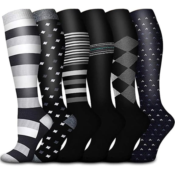 6 Pairs Compression Socks for Women Men 15-20 mmhg Knee High, Womens Compression Socks Compression Stockings for Women Men
