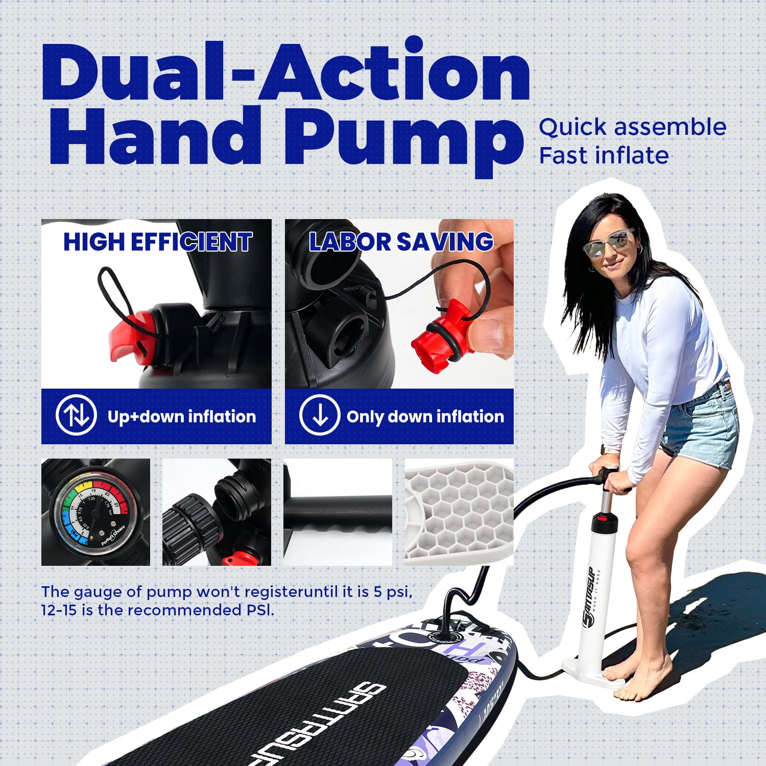 Santasup Stand Up Paddleboard, Blow Up Paddle Board Inflatable Paddle Board For Adults, Sup Board With Premium Sup Accessories, Non-Slip Deck, Adjustable Paddle, ISUP Travel Backpack