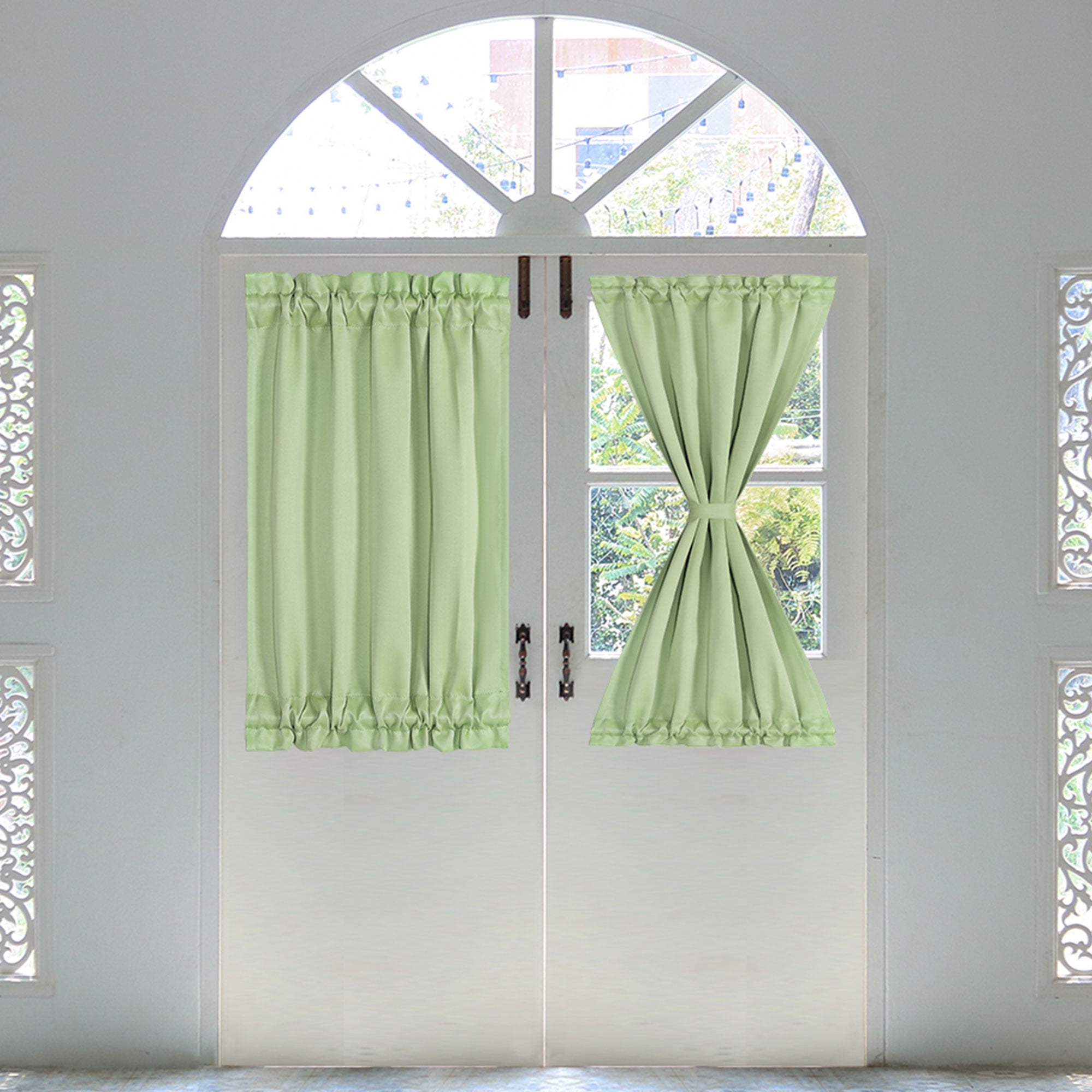 PiccoCasa French Solid Door Curtains Thermal Insulated Blackout Solid