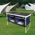 thumbnail image 3 of Camping Table Portable Height Adjustable Foldable Desk Folding Camping End Table, 3 of 8