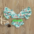 thumbnail image 3 of Toddler Little Girls Two-Piece Bathing Suit  Ruffle Baggy Sleeve Swim Tops + High Waist Bathing Shorts Summer Outfit, 3 of 6