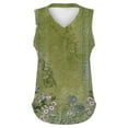 thumbnail image 4 of Bovemsi Women's Short Sleeved T Shirt Print Vest 2025 Loose Casual V Neck Shirt Flowing Sleeveless Summer Top, Green Women's Summer Tank Tops, XXL, 4 of 5