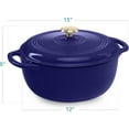 thumbnail image 7 of CHTER 7.5 Quart Enamel Cast-Iron Round Dutch Oven, Family Style Heavy-Duty Pre-Seasoned Cookware for Home, Kitchen, Dining Room, Oven Safe w/Lid, Dual Handles - Sapphire Blue, 7 of 7