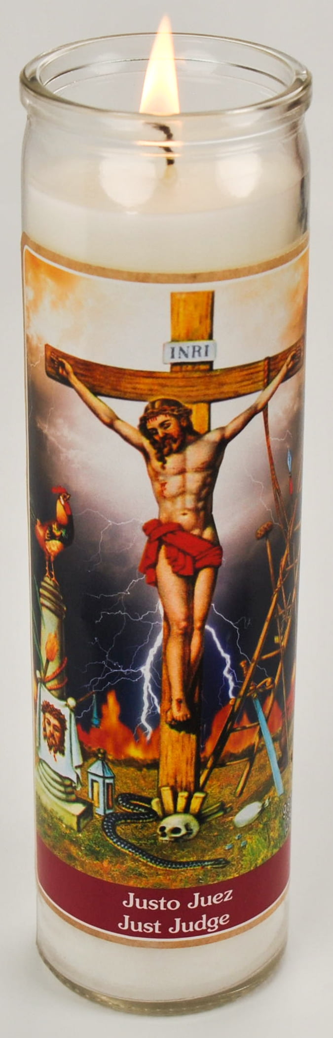 (2 pack) Prayer Candle Justo Juez White Wax, 8 Inch