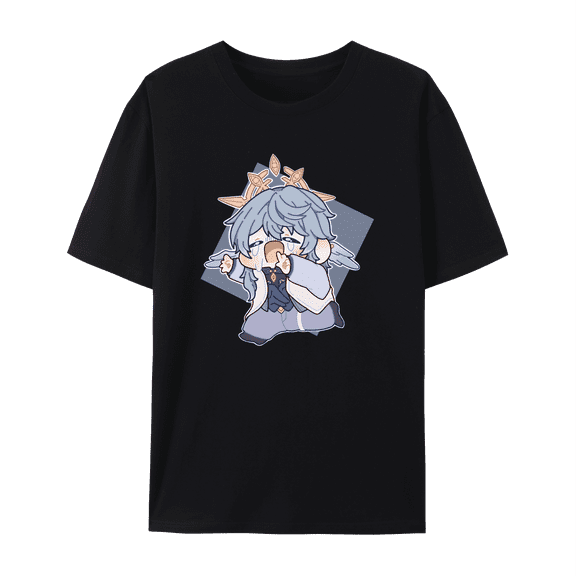 QingYee Honkai Star Rail SUNDAY Graphic Impression Unisex Short Sleeve Crewneck Cotton T-Shirt