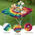 thumbnail image 4 of Colorful Rainbow Tie Dye Spiral Pattern Square Fitted Tablecloth with Elastic Edge,Square Table Cover,Washable Elastic Table Cover for Home Kitchen Party Decor 36"x36", 4 of 6