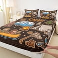 thumbnail image 4 of Castle Fairy Cute Camping Bear Queen Sheet Sets 4 Pieces for Kids, Whimsical RV Tent Bed Set for Bedroom, Brown Blue, 4 of 6