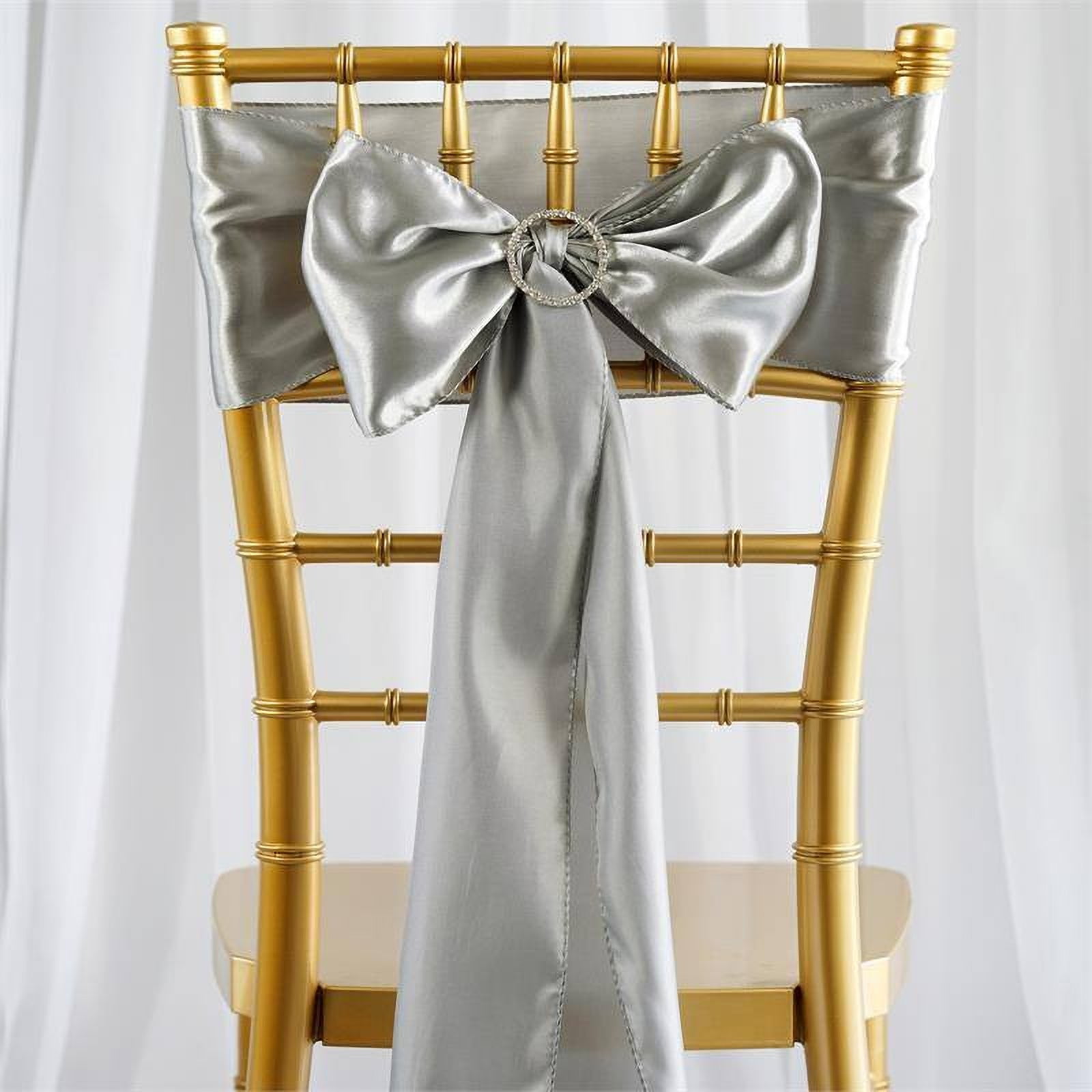 Efavormart 25pcs Silver SATIN Chair Sashes Tie Bows for Wedding Events ...