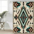 thumbnail image 2 of Red Teal Brown Shower Curtains for Bathroom Waterproof Fabric Bath Curtains Decor Bath Tub Curtain Southwestern Ethnic Geometric Boho Decorative Shower Curtain Sets with 12 Hooks, 72x72 Inch, 2 of 6
