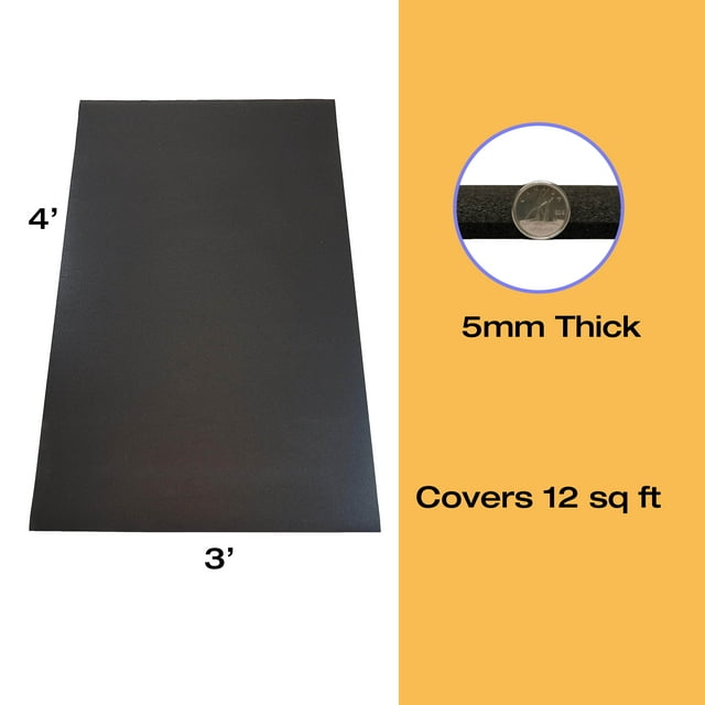 Rubber King 3'x4'x5mm Black Rubber Utility Mat