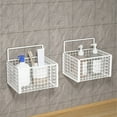 thumbnail image 5 of Hanging Wall Basket Over the Cabinet Door Organizer Wire Baskets for Organizing -No Drilling Adhesive Wall Storage Basket, Space-Saving Hanging Baskets for Brathroom, Kitchen, 5 of 6