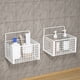thumbnail image 5 of Cesta de pared metálica para almacenamiento | Cubo organizador de malla de hierro colgante para cocina, baño, ducha, encimera | Estante para condimentos, soporte para artículos de tocador | Blanco o, 5 of 6