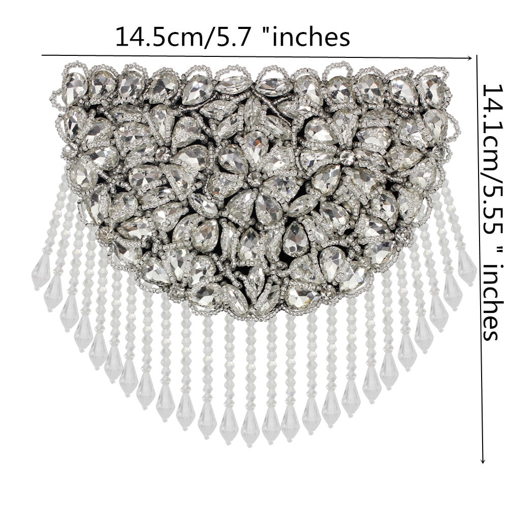 Beading Fringe Shoulder Patches Tassel Epaulettes Rhinestones Shoulder Epaulet Badge Pins Back for Ringmaster Costume 2 pieces