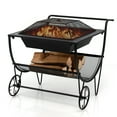 thumbnail image 1 of Costway Outdoor Wood Burning Fire pit Steel Patio Stove w/ Log Storage Rack & Wheels, 1 of 10