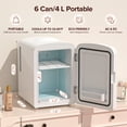 thumbnail image 4 of Auseo Mini Fridge Cooler Personal, Countertop, 4L/6 Cans,  Warmer & Cooler, Front Door Stainless Steel, Fridge Magnet(Freebies), Option for Skincare, Makeup, Drinks, Dorm Room,  Elegant White, 4 of 9