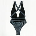 thumbnail image 4 of WREESH Womens One Piece Swimsuit Solid Color Swim Suits New Fashion Splicing Swimsuit Casual Bikini Swimsuit Sleeveless Bathing Suits Black, 4 of 9