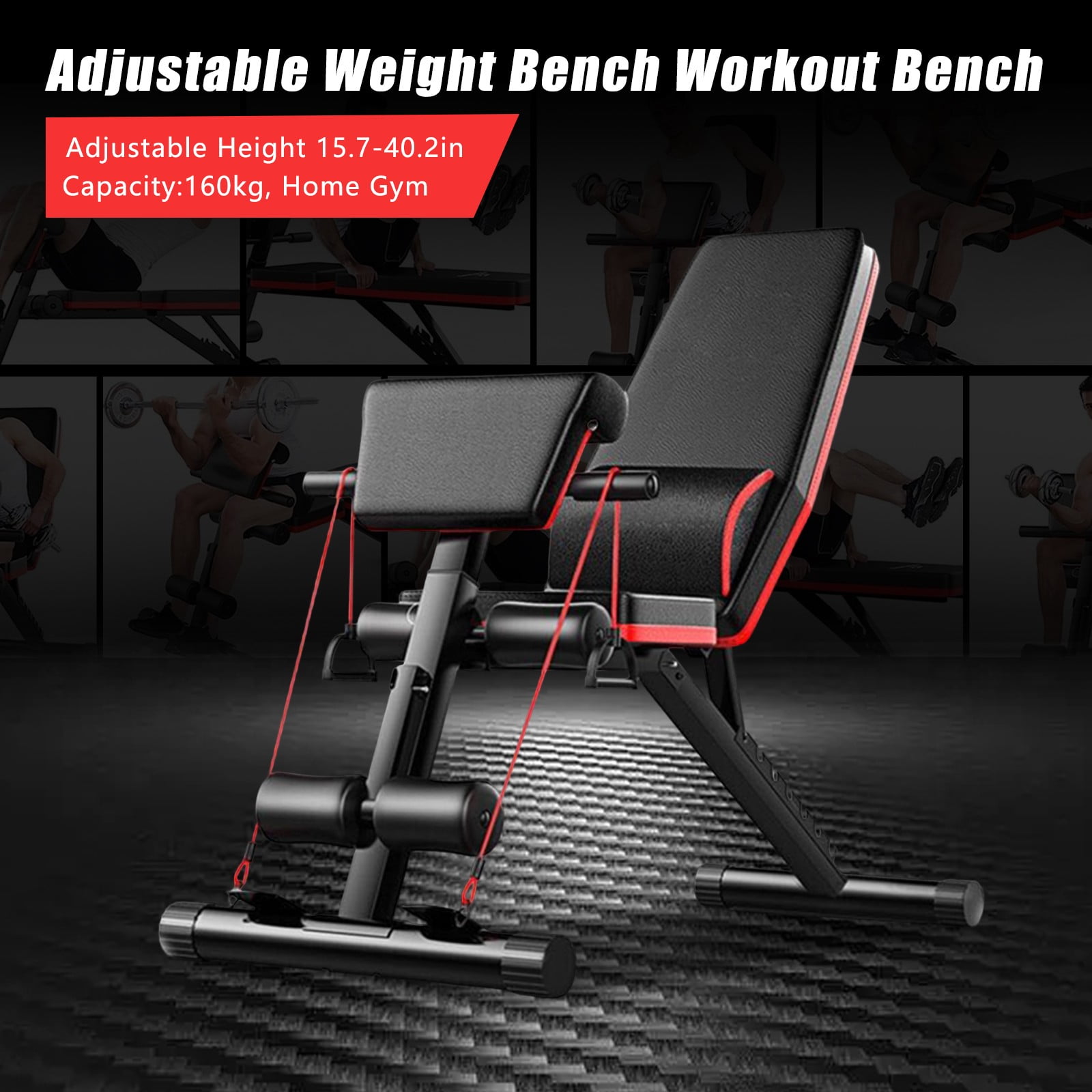 Modern Free Standing Black Adjustable Weight Bench for Full Body Workout, Incline and Decline Weight Bench