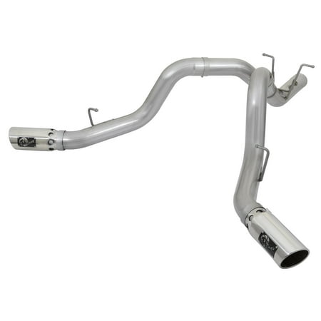 aFe ATLAS 4in DPF-Back Alum Steel Exhaust System w/Dual Exit Polished Tip 2017 GM Duramax 6.6L