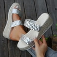 thumbnail image 5 of Espadrilles for Women Braided Band Open Toe Wedge Sandals Comfy Footbed Slip on Backless Platform Heels Summer Slides Silver Size 6.5, 5 of 8