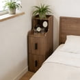 thumbnail image 5 of Fluted Narrow Nightstand with 2 Drawers,Slim Wooden Bedside Table for Bedroom,Walnut, 5 of 7