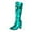 Green, variant on HXWCHs Metallic Women's Mid-Calf Boots for Evening Dress Party Fashion Show Stage Nightclub and Wedding Events 36 Blue