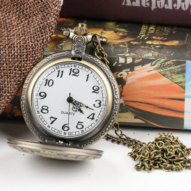 Alice In Wonderland & Flower Engraved Quartz Pocket Watch Cute Movie Theme  Analog Watch, Souvenir Gift For Xmas Birthday Graduation - Temu