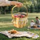 thumbnail image 5 of Cesta de mimbre tejida con asa, portátil, para jardín, para guardar cosas, para picnic, Pascua, organizar, recoger verduras., 5 of 5