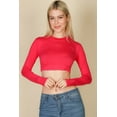 thumbnail image 3 of Long Sleeve Cropped Top with Crew Neck, 3 of 11