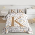 thumbnail image 2 of Homewish Girls Personalized Gifts Bedding Comforter Set,Gold Letter K Twin Comforter Sets,Orange Purple Floral Bedding Set For Princess,Lightweight Room Decoration Reversible,2-Piece, 2 of 8
