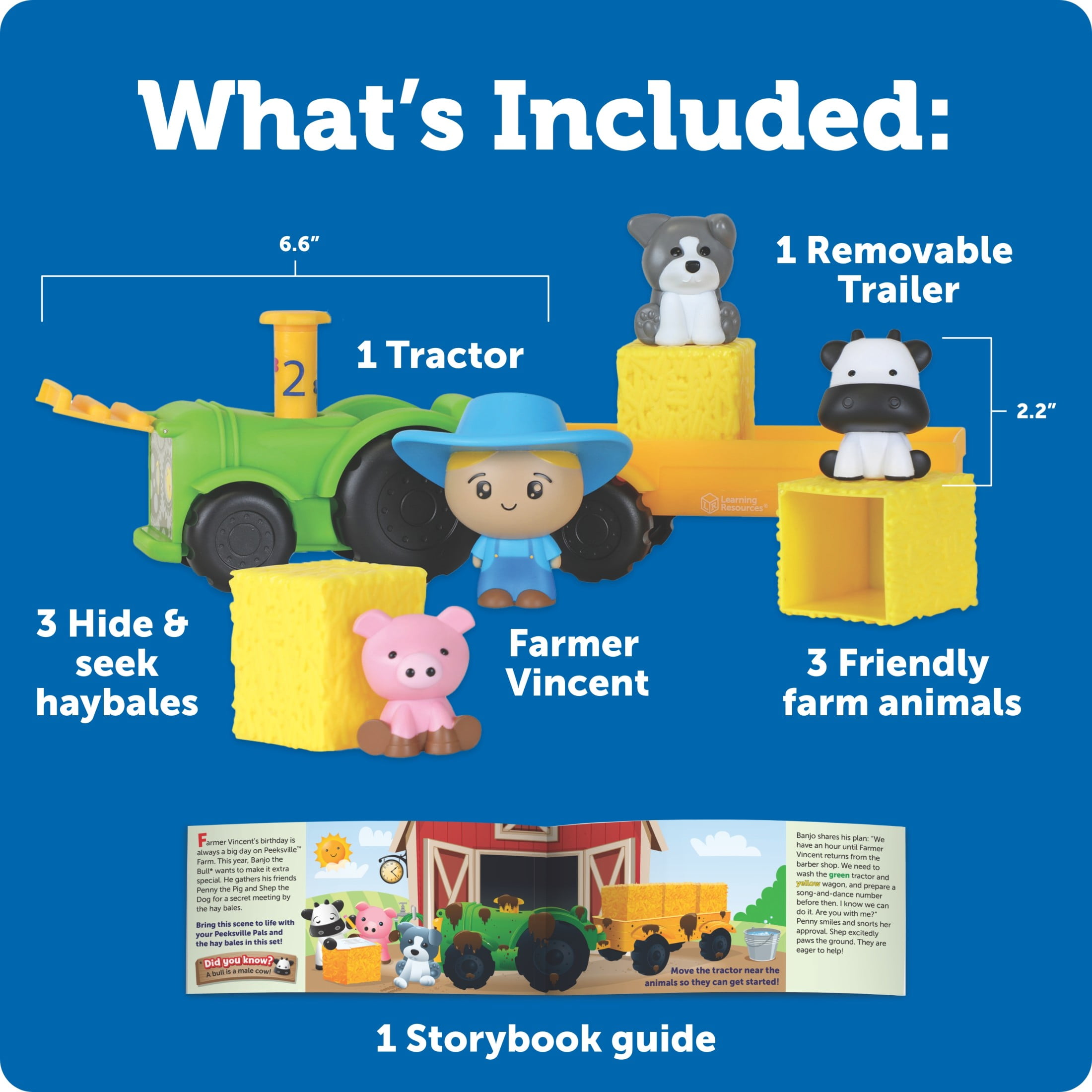 Learning Resources Peeksville Haul & Seek Tractor, Tractor Toys, Farm Toys, Ages 18 Months +