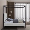 thumbnail image 5 of Maklaine Cream Linen Textured Fabric Matte Black Steel Canopy Queen Bed, 5 of 6