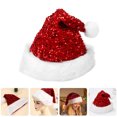 thumbnail image 4 of Gorro de Papá Noel con lentejuelas brillantes para adultos y niños, gorro navideño de doble capa brillante con ribete de felpa para fiestas de Navidad y festividades de Año Nuevo, 4 of 6