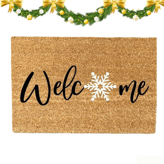 Winter Door Mats Non-Slip Snowflake Mat 24x16 - Christmas Welcome Mat for Front Door, Outside Entrance Porch & Indoor Decor